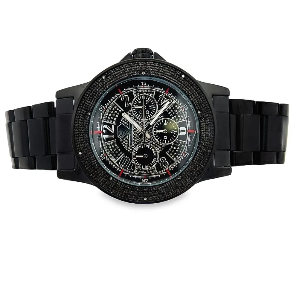 Sport Dial Black Super Techno .10cttw Real Diamond Watch