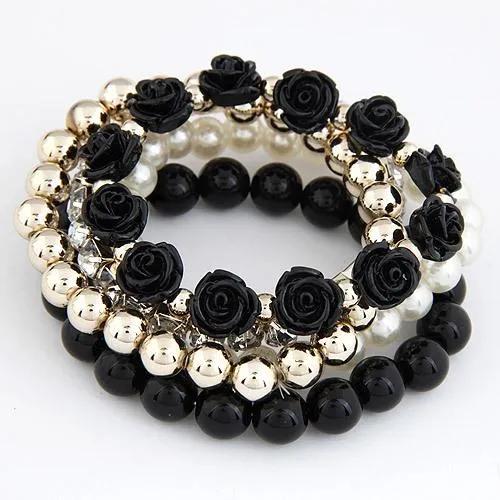 Summer Jewelry Beads Flower Bijoux Elastic Charm Bracelets for Women