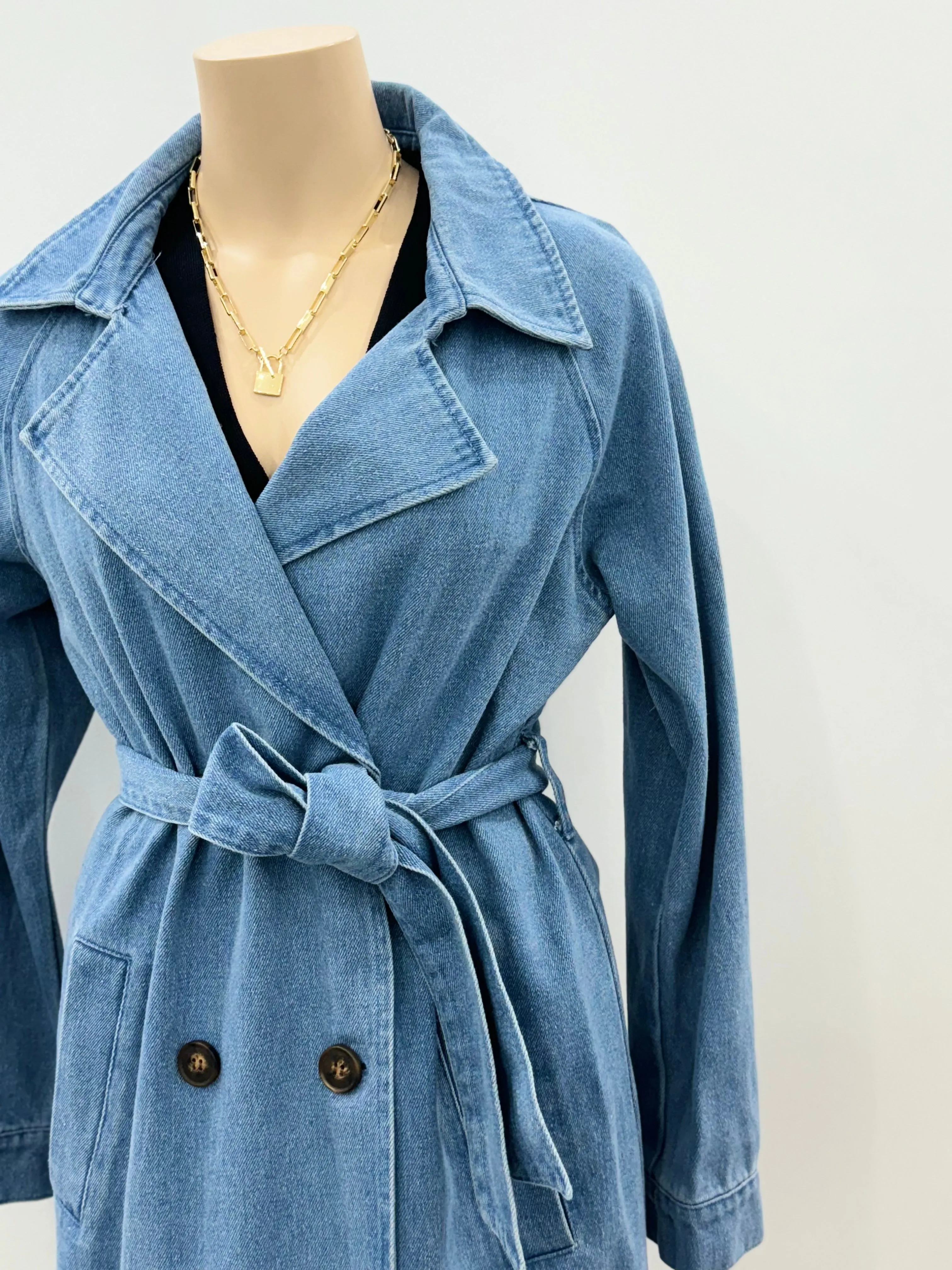 The Donna Denim Trench Coat - Mid Blue