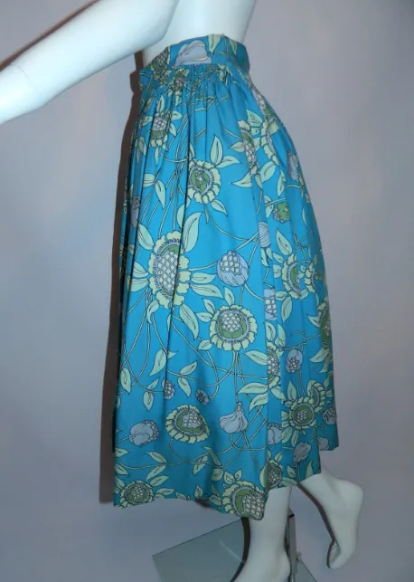 vintage 1960s EMILIO PUCCI skirt blue wool Dirndl XS S