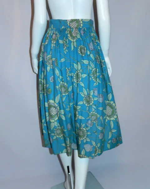 vintage 1960s EMILIO PUCCI skirt blue wool Dirndl XS S