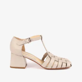 Warm grey women's leather sandal