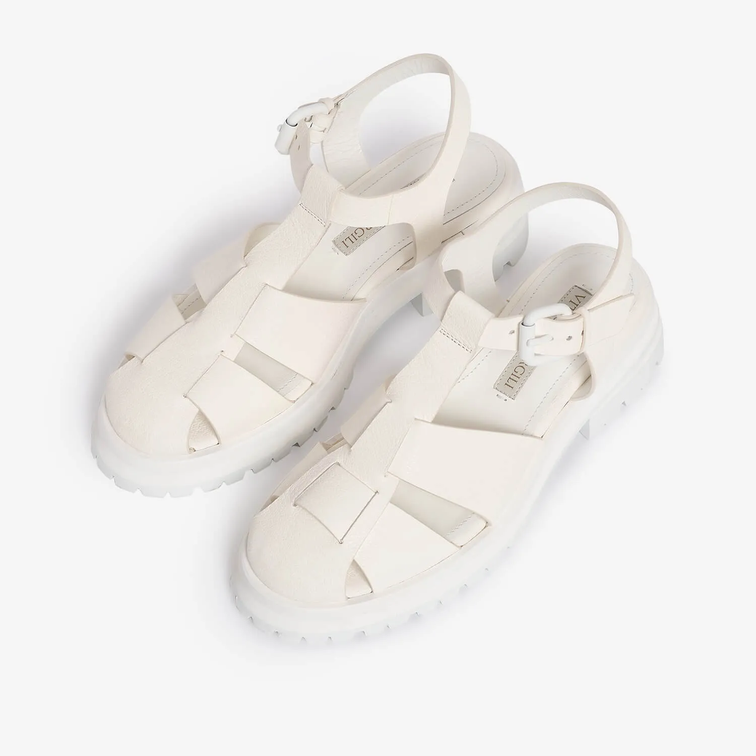 Warm white women's leather sandal