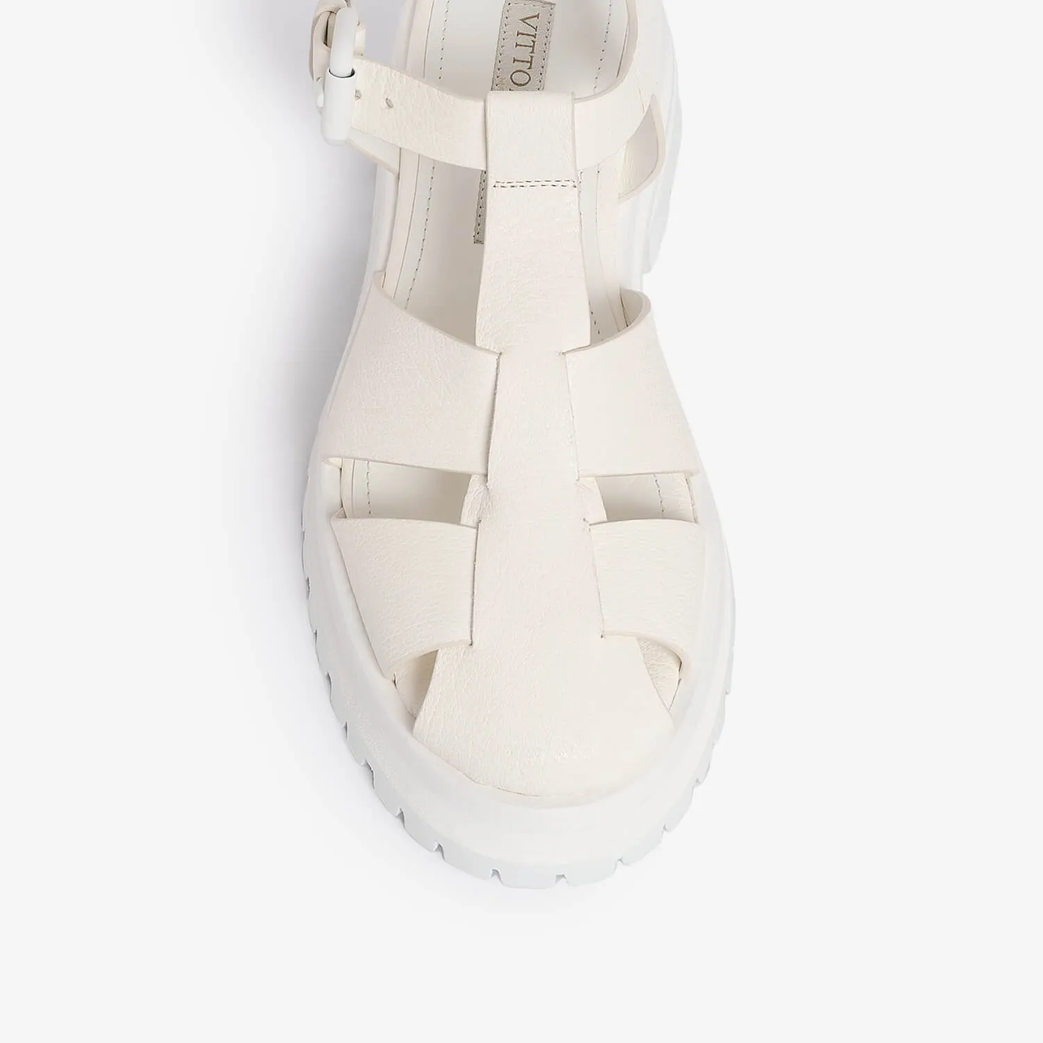 Warm white women's leather sandal