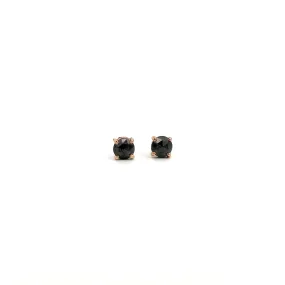 WD901 14kt gold Rose Cut .76ct Black Diamond Studs