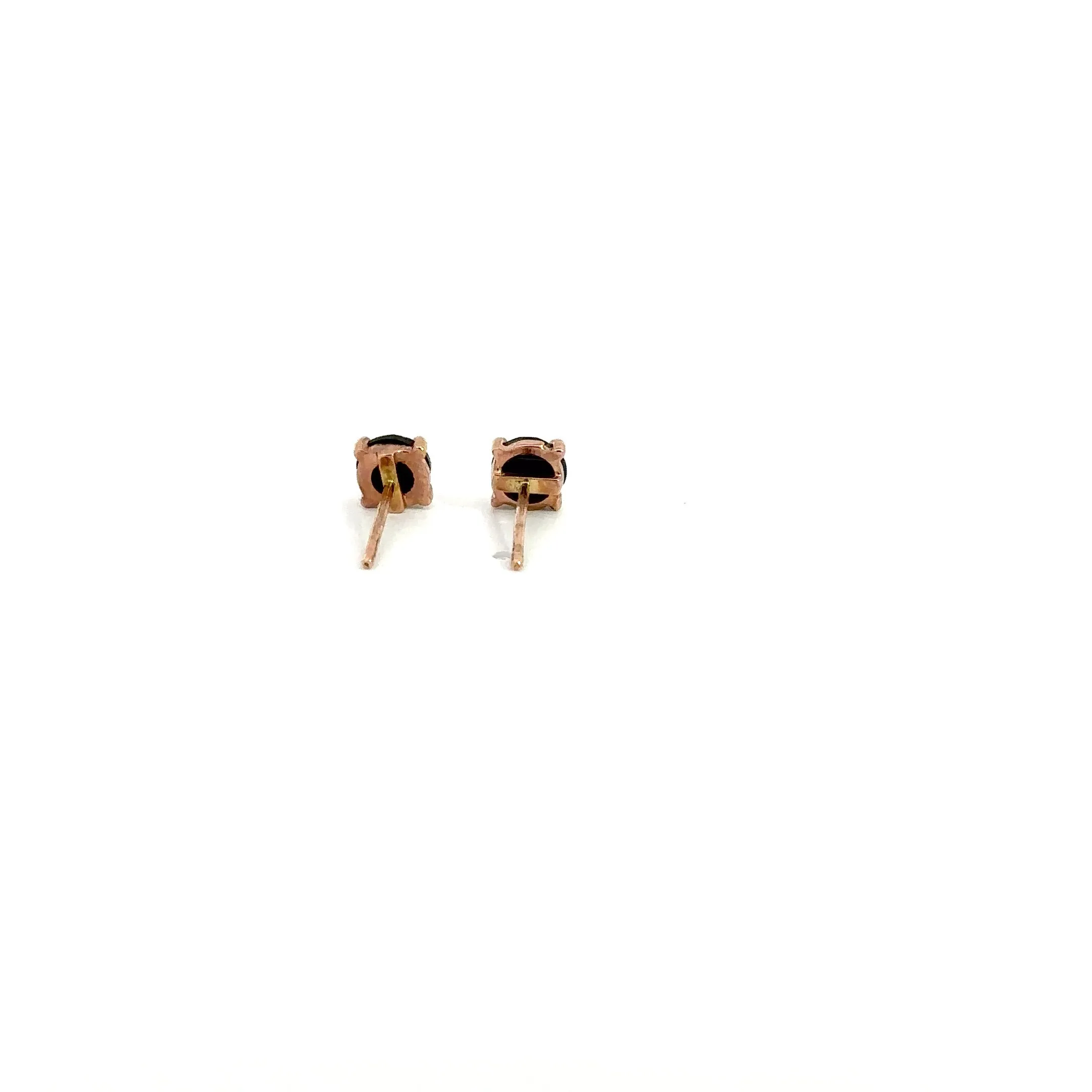 WD901 14kt gold Rose Cut .76ct Black Diamond Studs