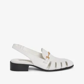 White women's leather loafer