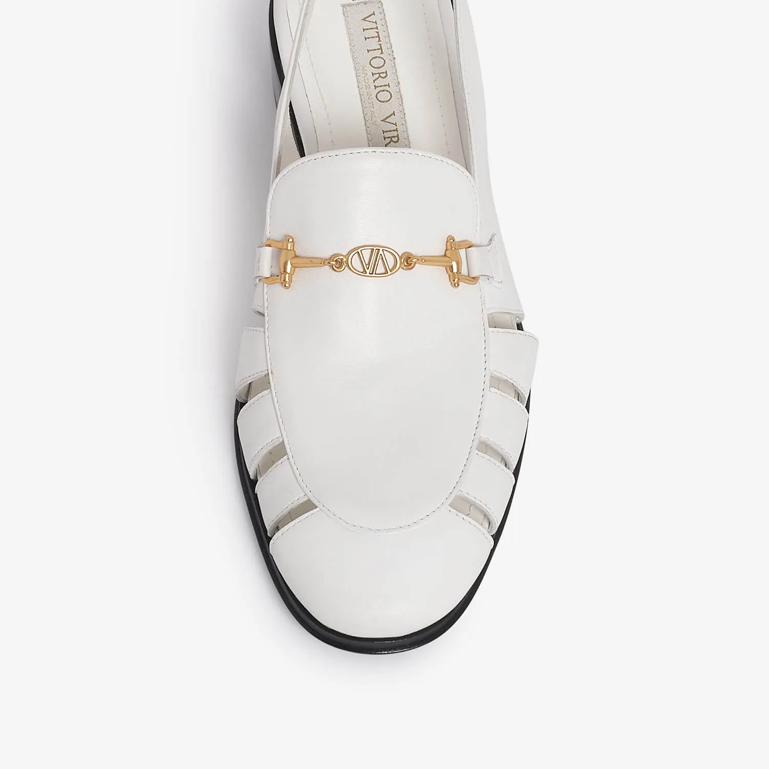 White women's leather loafer