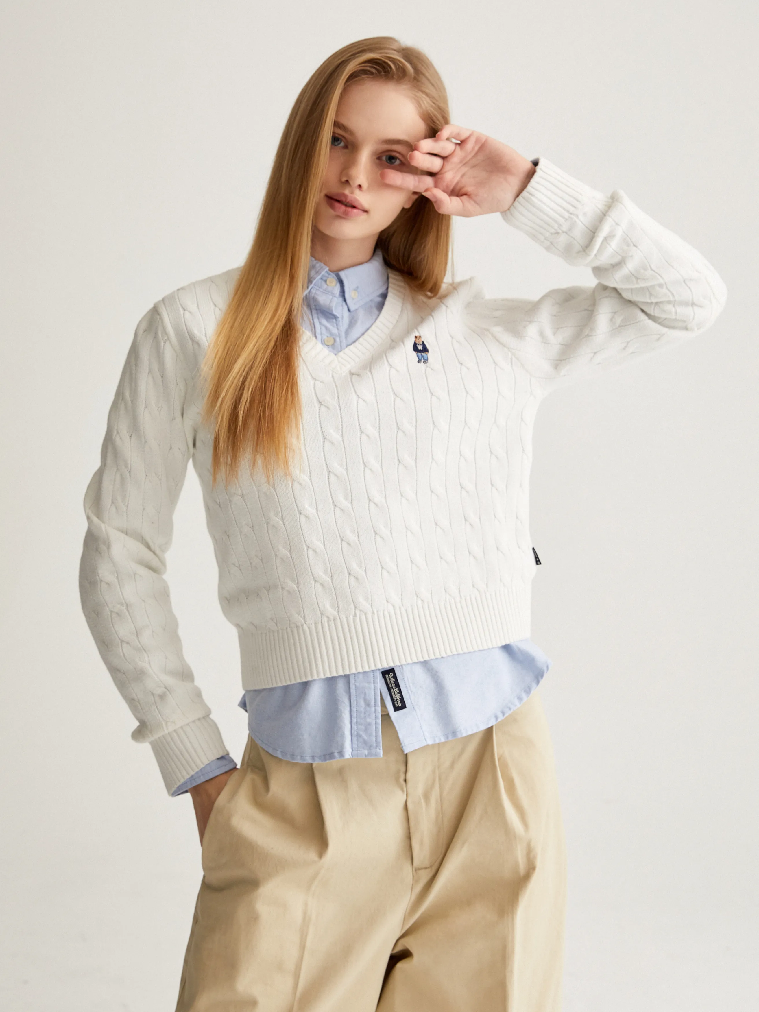 WHO.A.U  |Steve V-neck Cable Pullover (5Colors)  WHKAD1114F