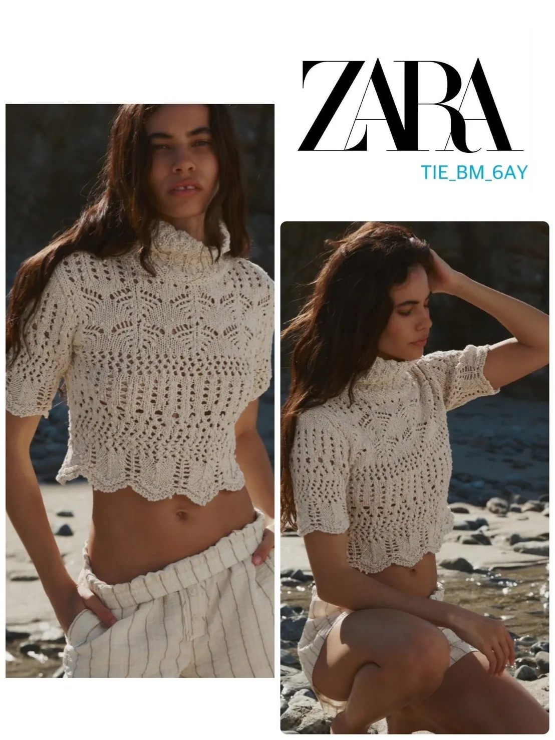 ZARA  |Casual Style Cotton Short Sleeves High-Neck