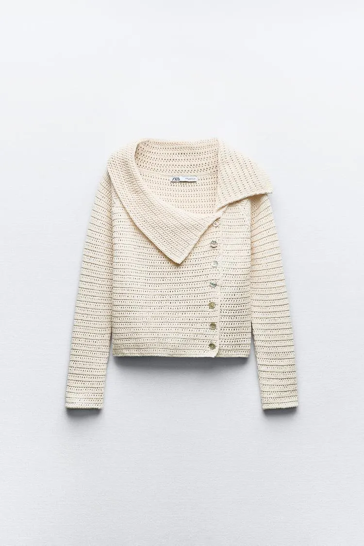 ZARA  |Casual Style Long Sleeves Elegant Style V-neck & Crew neck