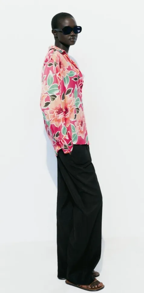 ZARA  |Flower Patterns Casual Style Long Sleeves Elegant Style