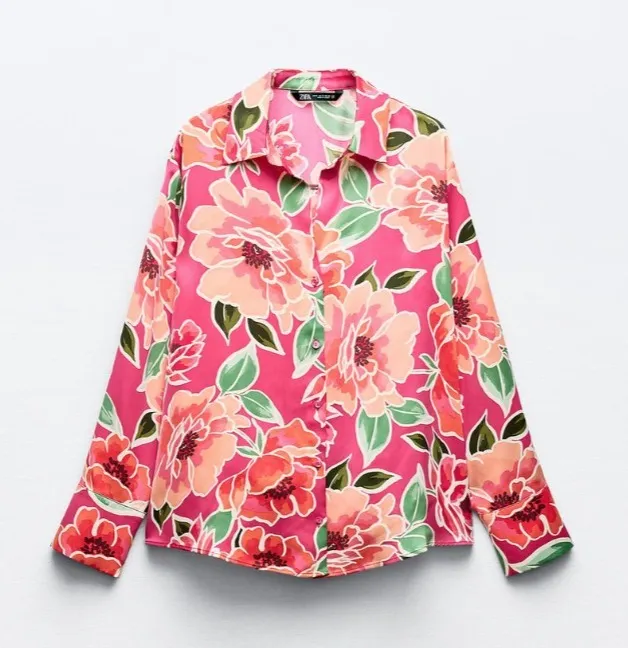 ZARA  |Flower Patterns Casual Style Long Sleeves Elegant Style