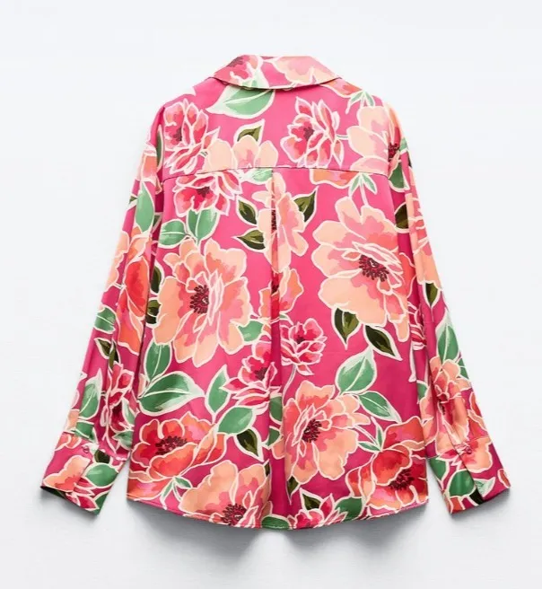 ZARA  |Flower Patterns Casual Style Long Sleeves Elegant Style